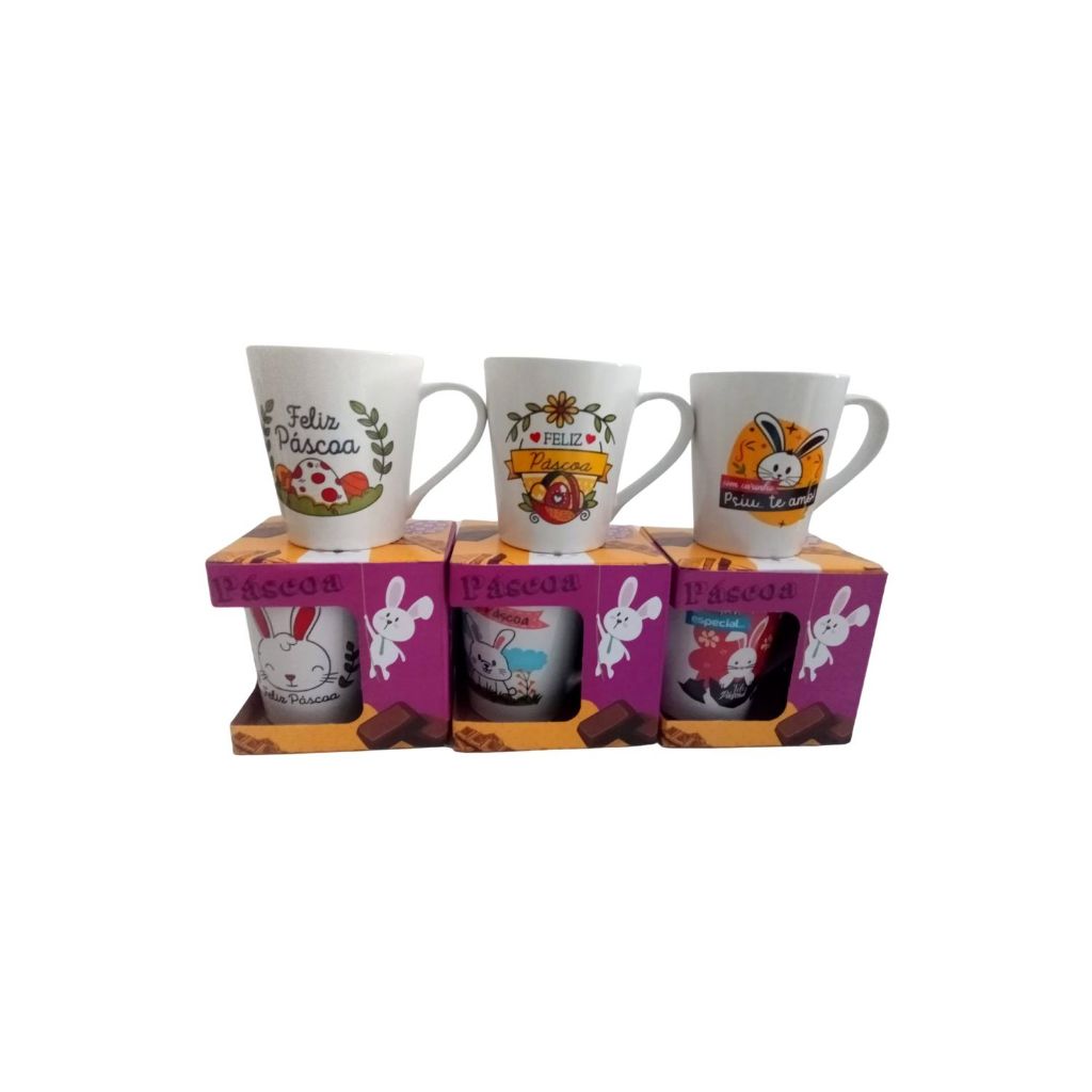 Kit 6 Canecas Xicaras Páscoa Porcelana Presente De Páscoa em Oferta na Shopee