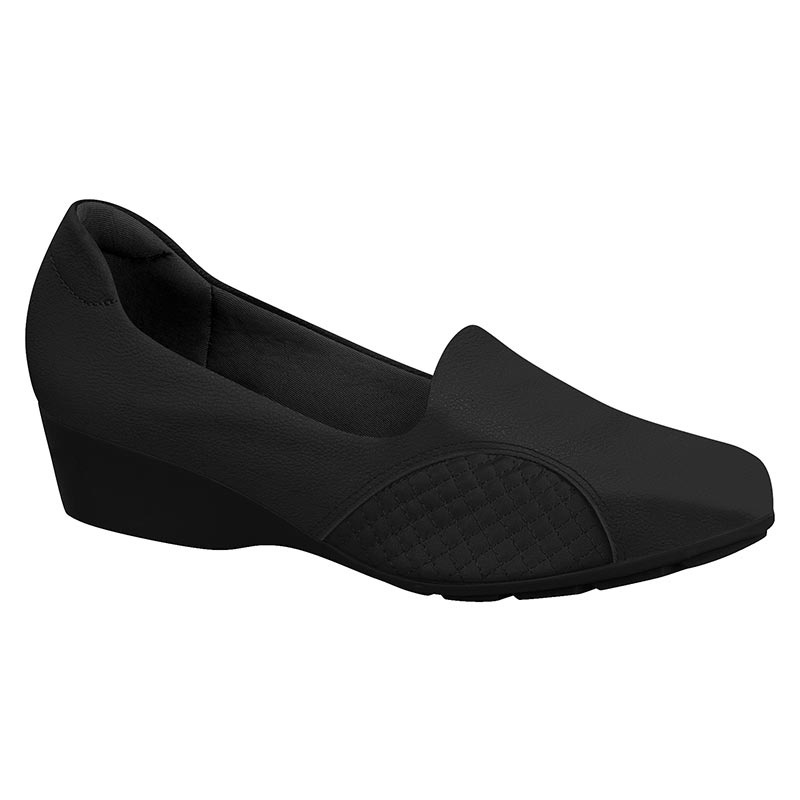Sapato Feminino Modare Preto Caramelo Conforto Ortopedico Joanete Salto Anabela Original