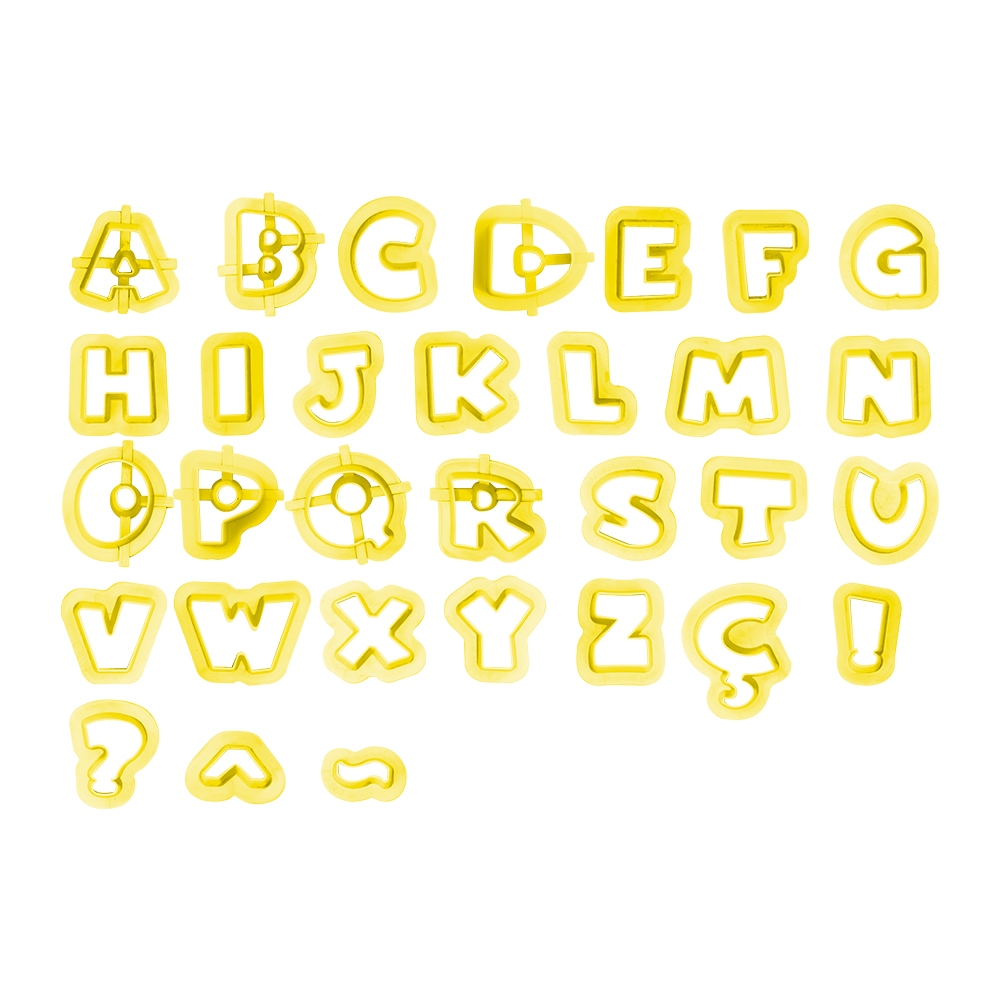 CORTADOR DE LETRAS 2CM 38 PEÇAS - BLUESTAR Doce Bolacha Massa Biscuit