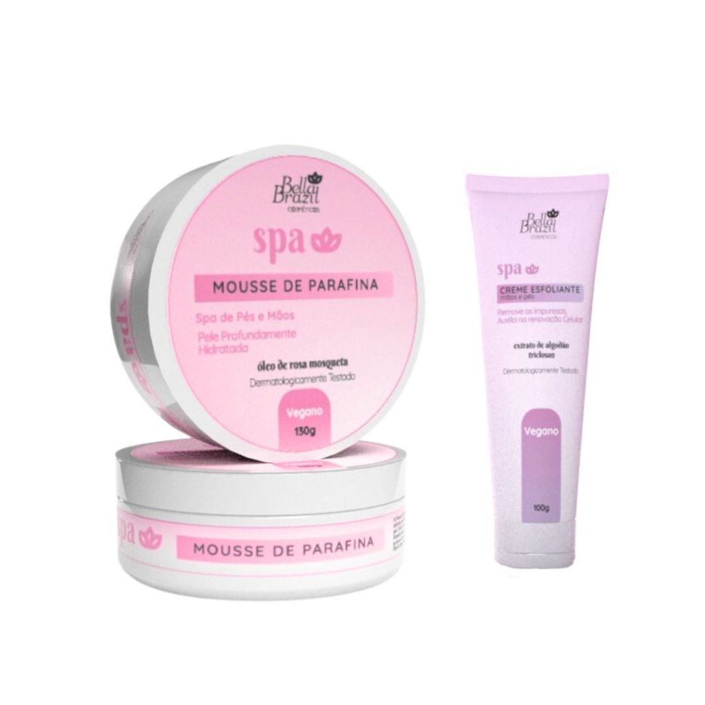 Kit Mousse de Parafina + Esfoliante Mãos e Pés Spa Bella Brazil