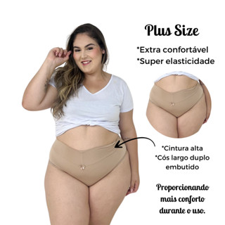 Kit 5 Calcinhas calçola conforto plus size alta cós largo duplo embutido pós parto tamanho grande especial