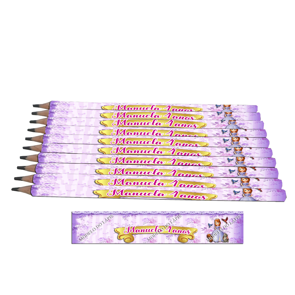 Lápis Personalizado Princesinha Sofia. Lembrancinha para Festa. Aniversário.