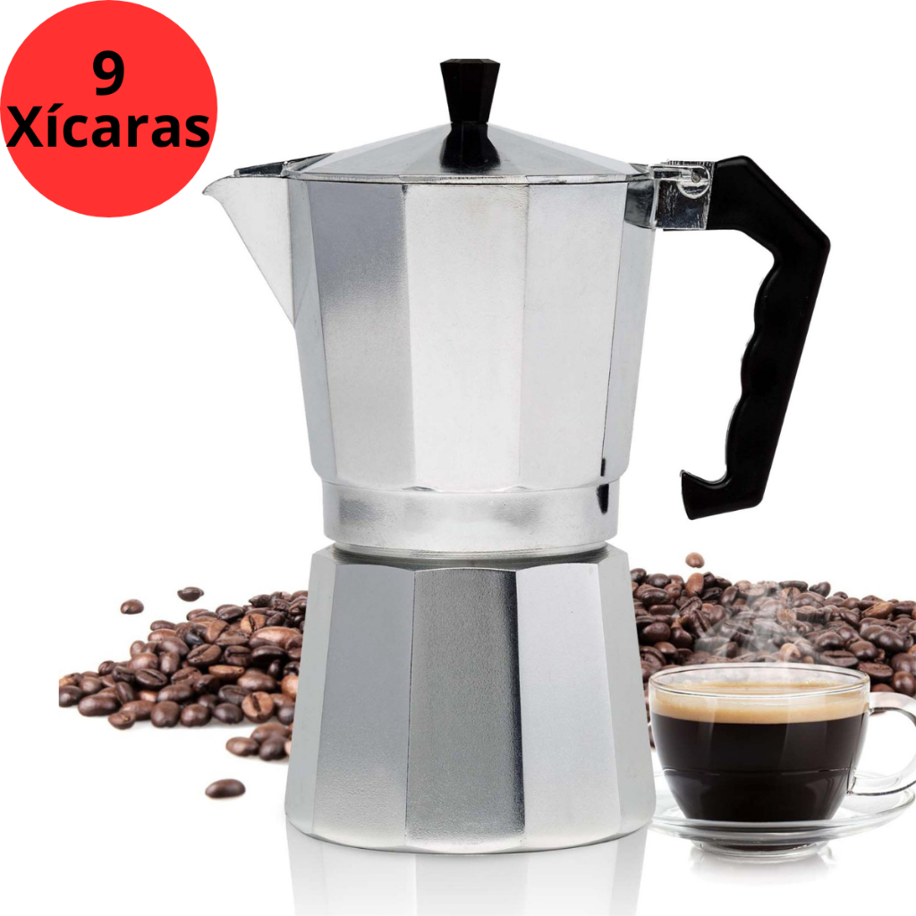 Cafeteira Italiana de Alumínio Café Expresso 9 Xícaras Cafeteira Italiana Aço