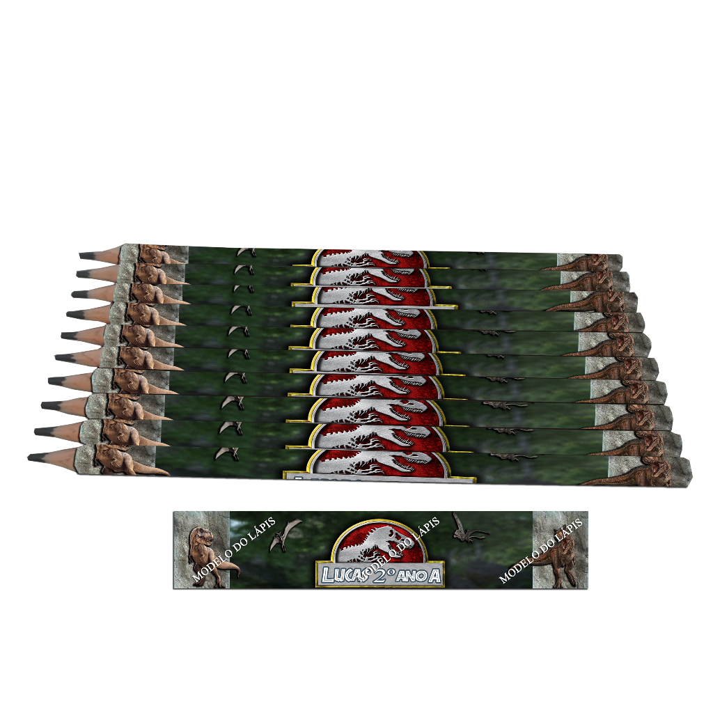 Lápis Personalizado Jurassic Dinossauro. Lembrancinha para Festa. Aniversário.