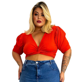 Blusa Feminina Plus Size Cropped Multiformas Top 48 AO 56