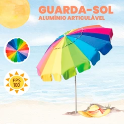 Guarda-Sol Arco Íris Rainbow Em Alumínio 2,20m Poliéster Com Silvercoating Grande FPS 100 - Mor