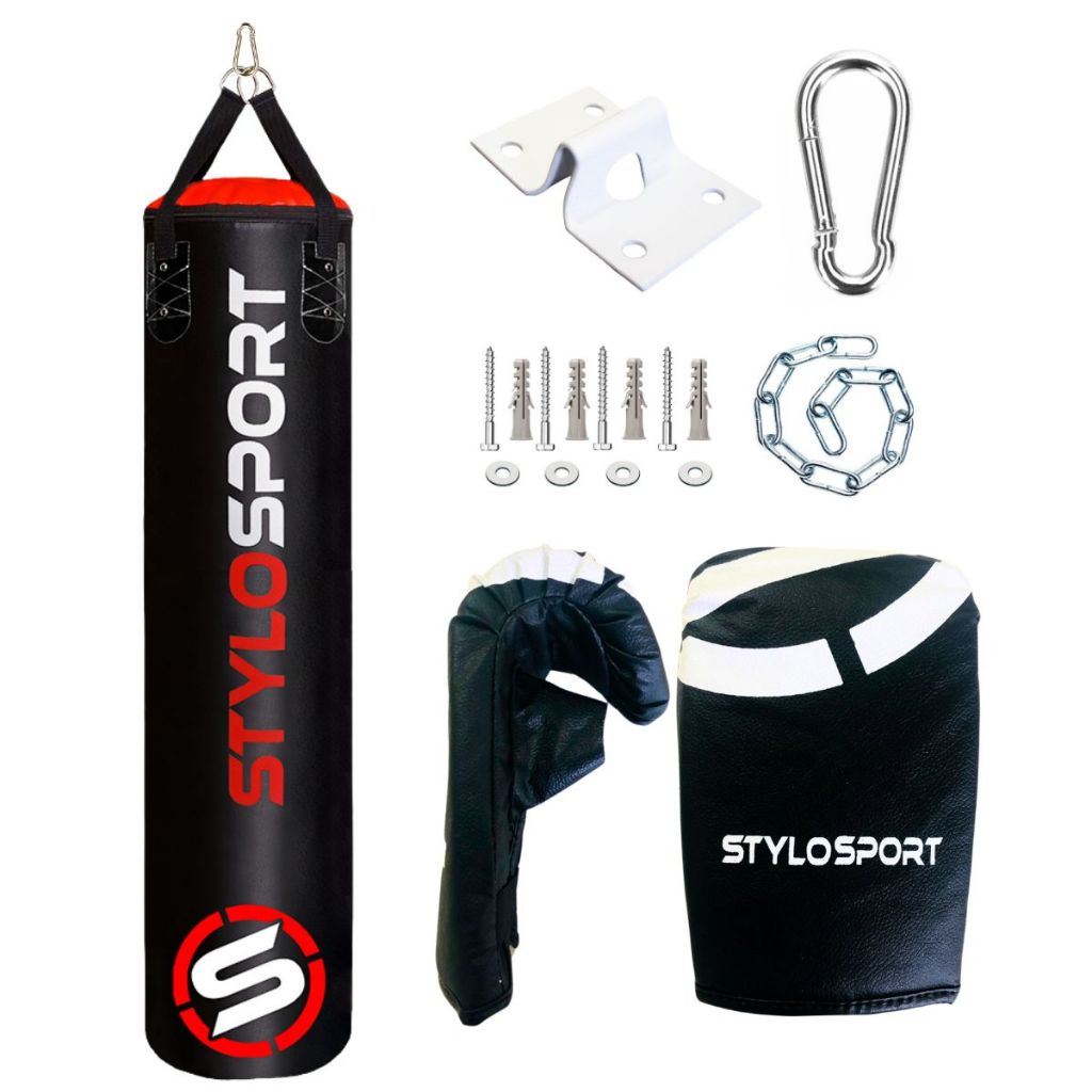 Saco de Boxe Kit Completo 160 cm + Luva Bate Saco + Suporte de Teto Fixo