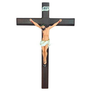 CRUCIFIXO DE PAREDE 30 CM DE ALTURA MADEIRA E RESINA REF 5527