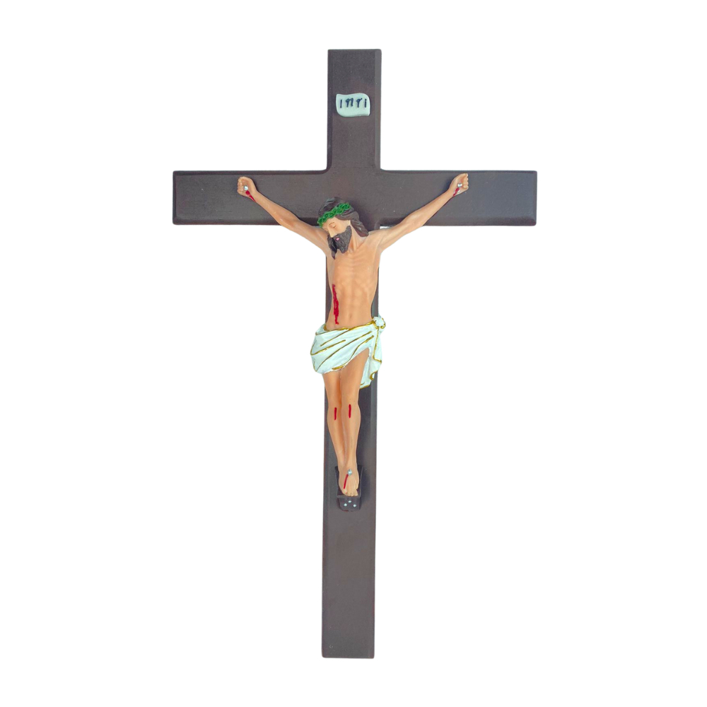 CRUCIFIXO DE PAREDE MADEIRA E RESINA 49 CM DE ALTURA REF 5529 em Oferta na Shopee