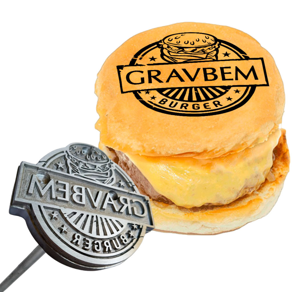 Carimbo Para Pão De Hamburguer + Cabo Manual 6cm X 6cm Aluminio