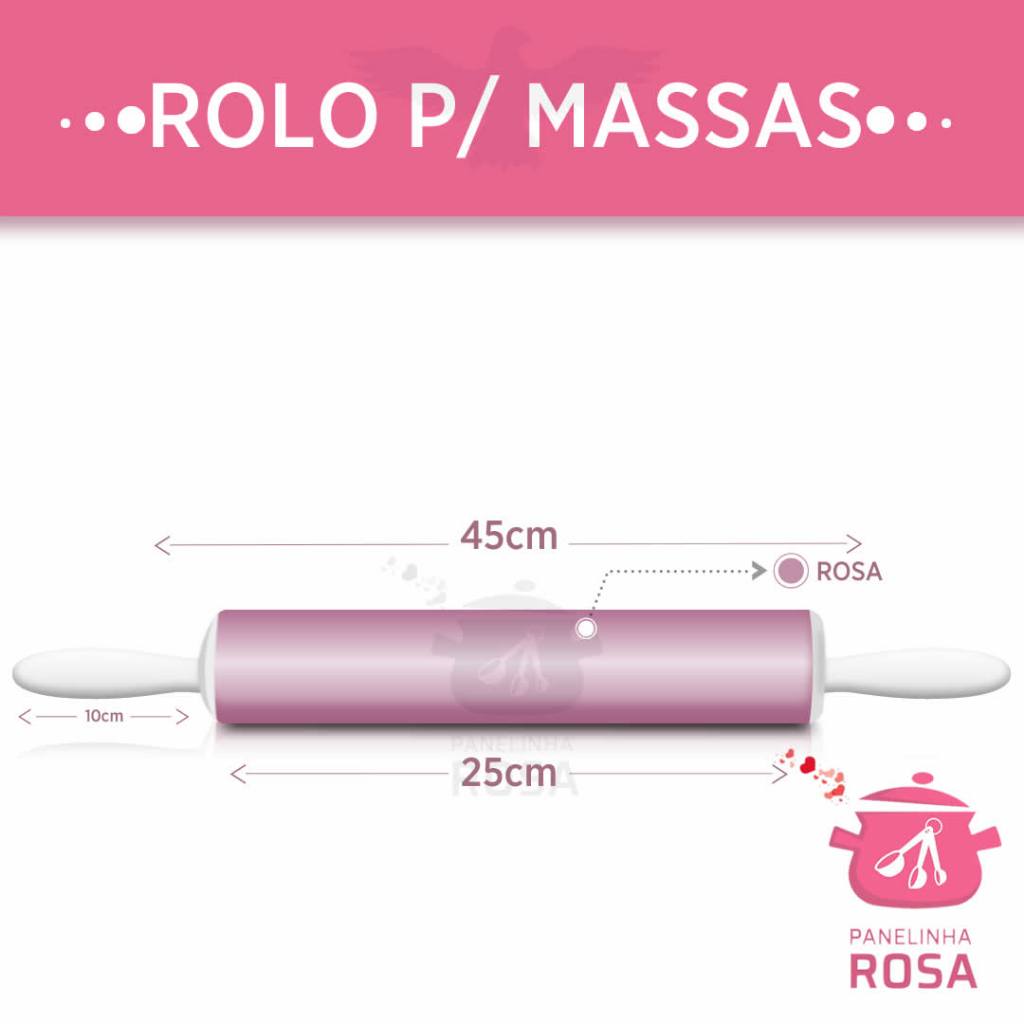 Rolo P/ Massa 45cm Rosa, resistente e recomendado para massas de Macarrão, Pastel, Pizza, Pão, etc.