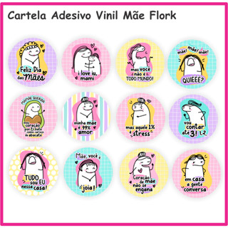 Kit 120 Adesivos Vinil Flork Dia Das Mães | Flork Mãe | Adesivo Dia das Mães 4x4 em Oferta na Shopee