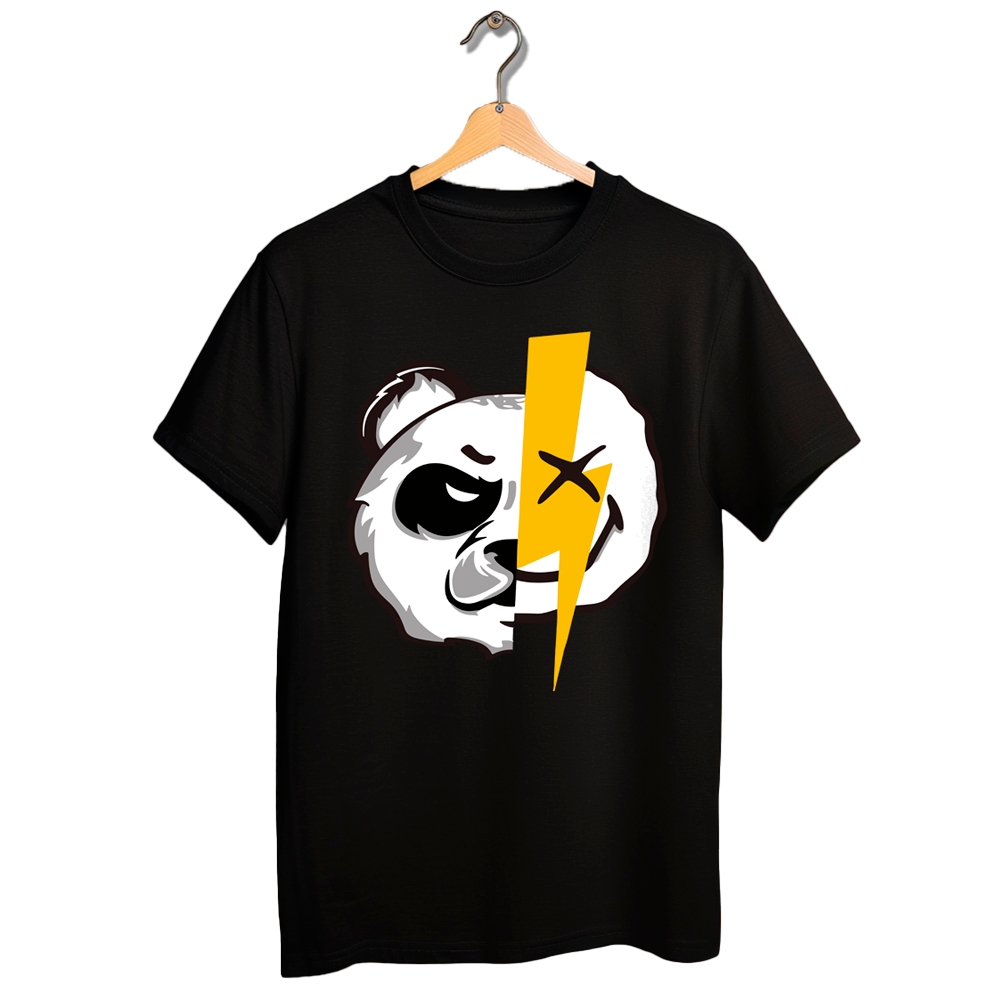 Camiseta Preta com Diversas Estampas do 4 ao 16 Menina e Menino Malha Penteada