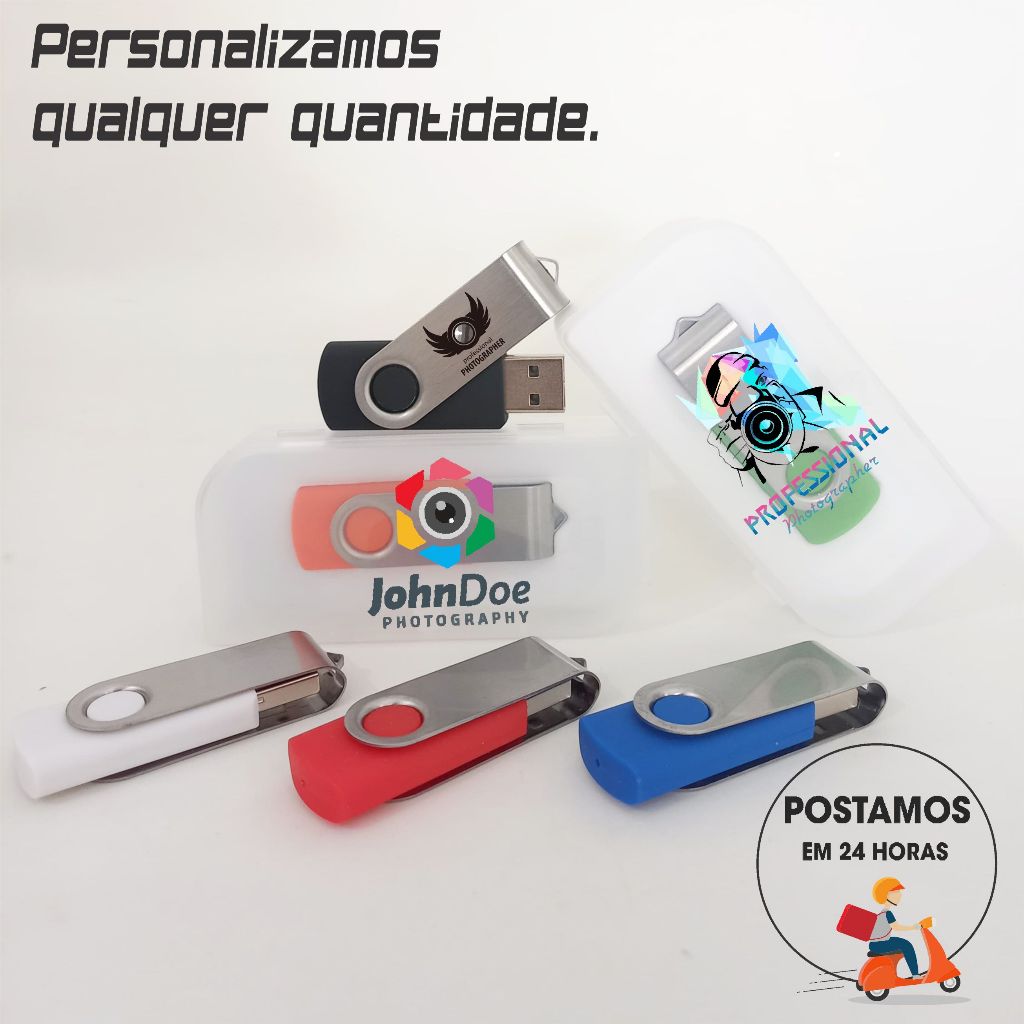 Pen drive personalizado giratório 4gb 8gb 16gb 32gb 64gb com caixinha plástica PF126+PL11.