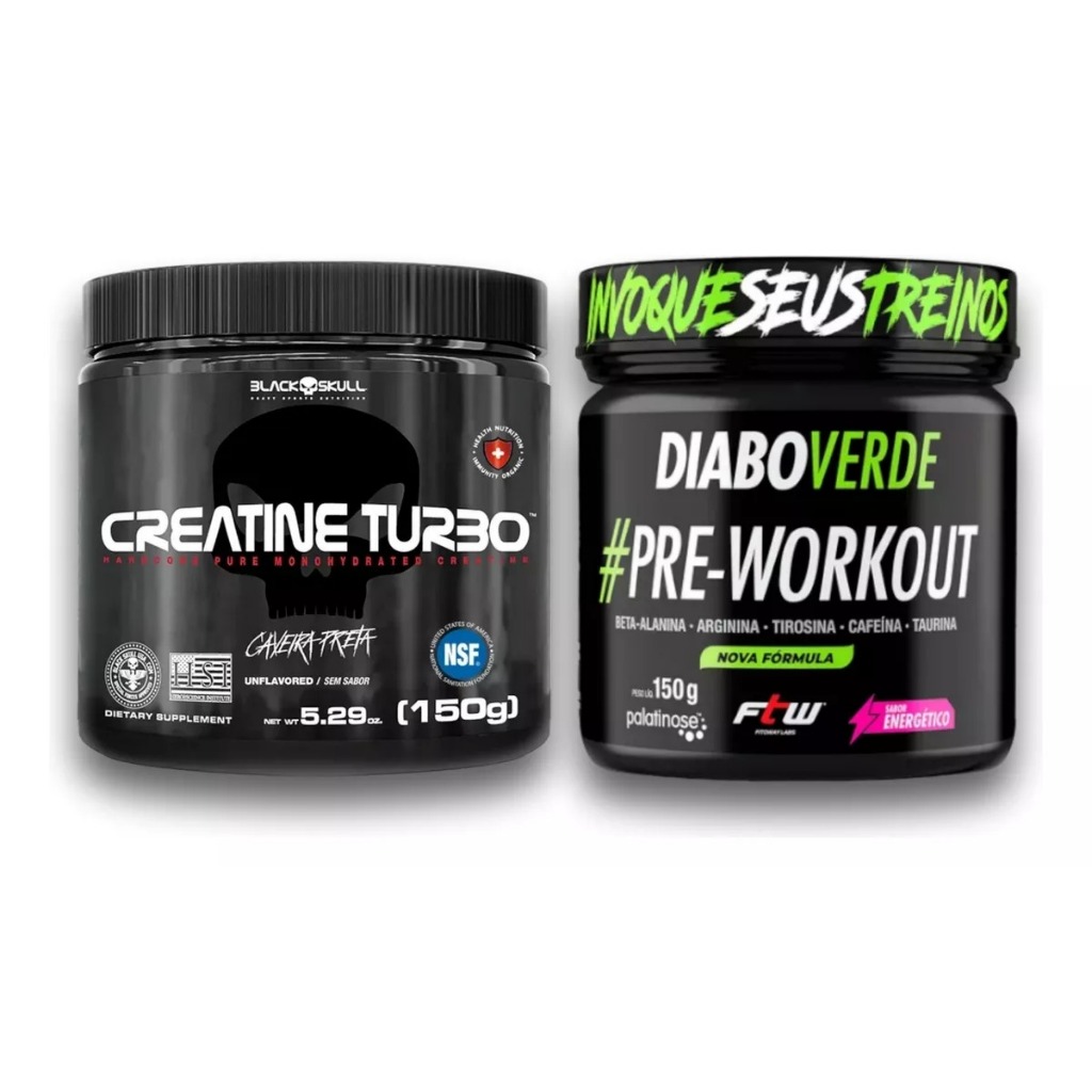 Kit Explosão - Creatina Turbo + Pré Treino Diabo Verde 150g