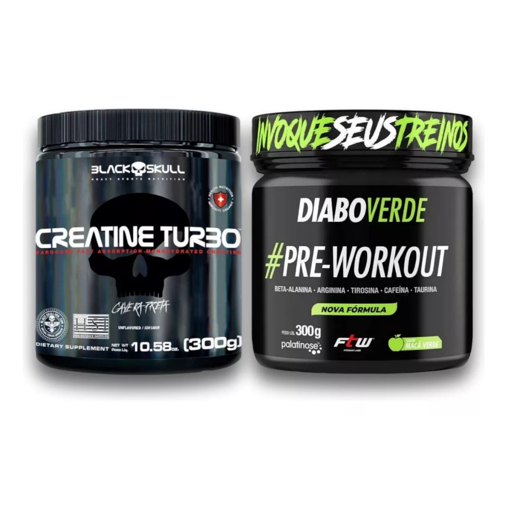 Kit Explosão - Creatina Turbo + Pré Treino Diabo Verde 300g