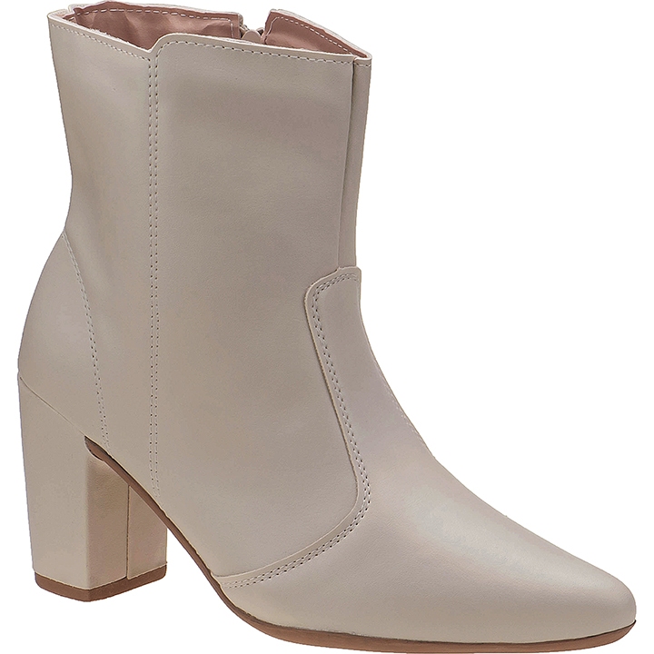 Bota Coturno Feminina Salto Bloco Grosso Bico Fino Cano Curto Blogueira