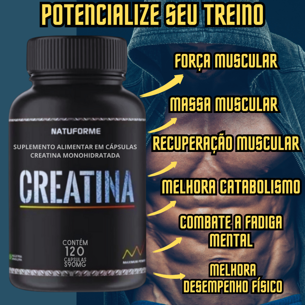 Creatina 120 capsulas 590mg natuforme academia ganho massa