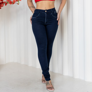 Calça jeans feminina cintura alta premium com lycra skinny