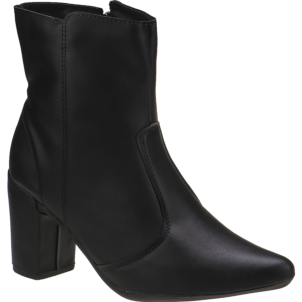 Bota Coturno Feminina Salto Bloco Grosso Bico Fino Cano Curto Blogueira