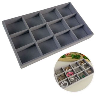 Bandeja Para Gaveta Porta Joias Organizador de Bijuterias em Veludo 12 Nichos Divisórias em Oferta na Shopee