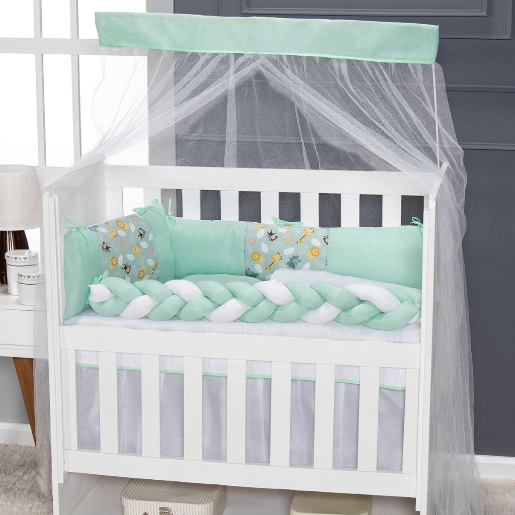 Kit Mini Berço Menina Menino 9 Peças Com Saia