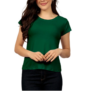 BLUSA BÁSICA VERDE FEMININA EM VISCOLYCRA BABY LOOK T-SHIRT