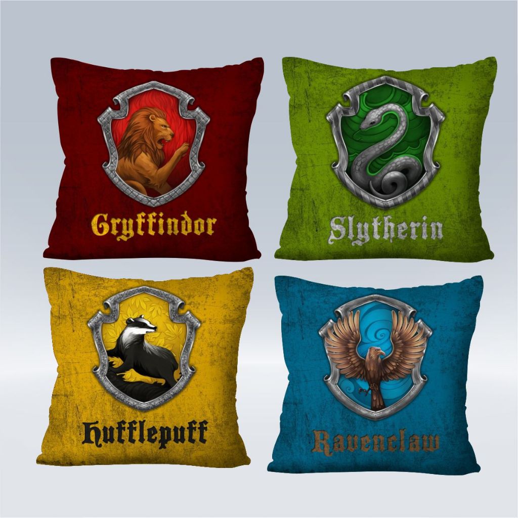 Almofada Harry Potter Kit 40x40cm HP Grifinória Lula Lufa Sonserina Corvinal com Zíper Estampada