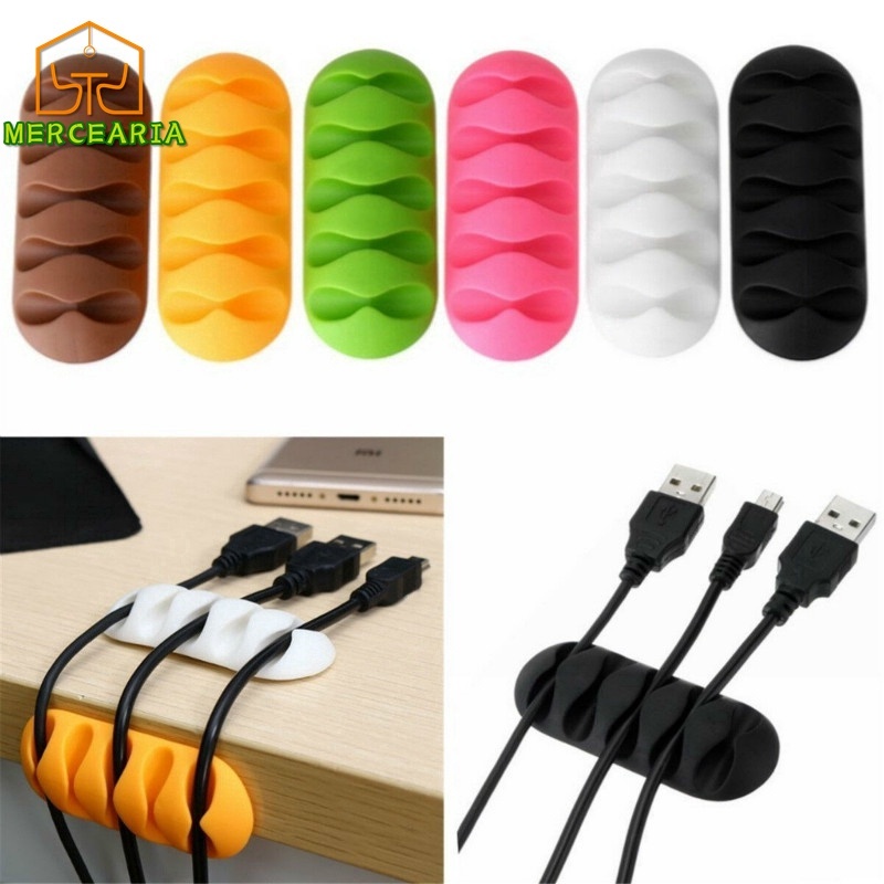 4 pcs Organizadores de cabos e fios autoadesivo organização DIY Cor Disponível em várias cores silicone/Gancho pegajoso