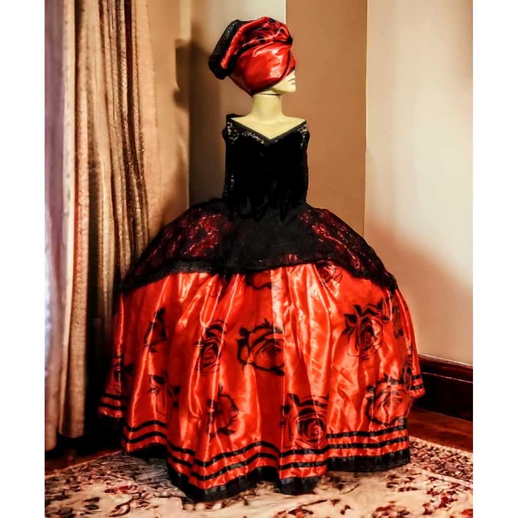 Roupa Pombogira Vermelho e Preto com Flores - Maria Padrilha - Maria Mulambo - Maria Quiteria - Maria Farrapo - Pombogir
