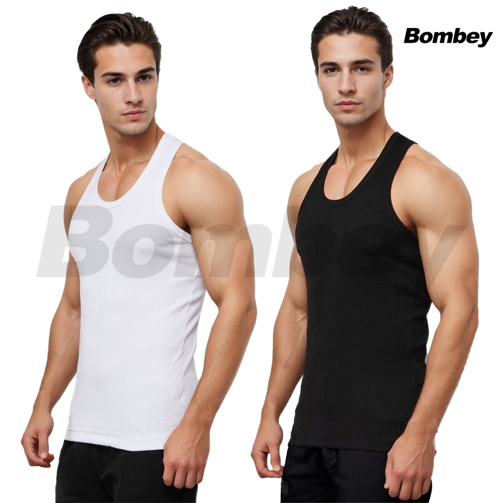 Kit 2 Regatas Masculina Tank Modelo Americano Gringa Ribana em Algodão e Elastano - Bombey