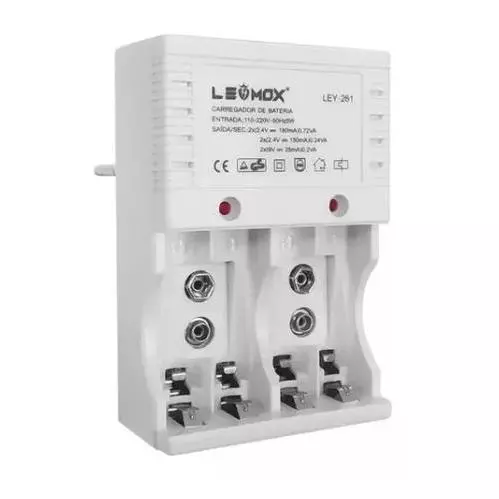 3 Carregador De Pilha Ley-261 Aaa Bateria 9v Recarregável