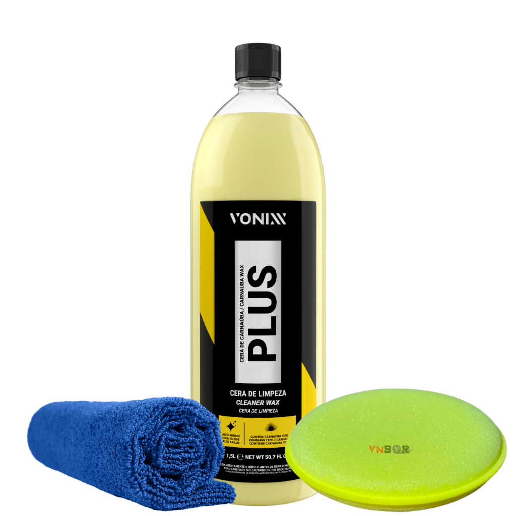 Cera Limpadora Carnauba Plus 1,5L Vonixx Cera de Limpeza Cleaner Wax Alto Brilho Rendimento Carnauba Tipo 3 1500ml Alta Durabilidade Tira Riscos Brilhante Protege Protecao Pintura Automotiva