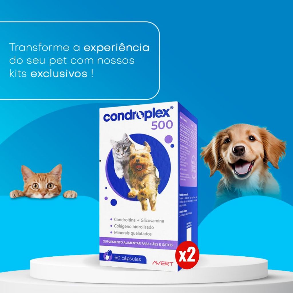 Kit 2 Condroplex 500mg 60 Cápsulas Suplemento para Cães e Gatos Avert · foto 2