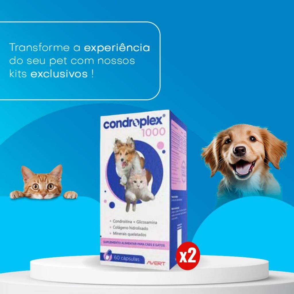 Kit 2 Condroplex 1000mg 60 Cápsulas Suplemento para Cães e Gatos Avert · foto 2