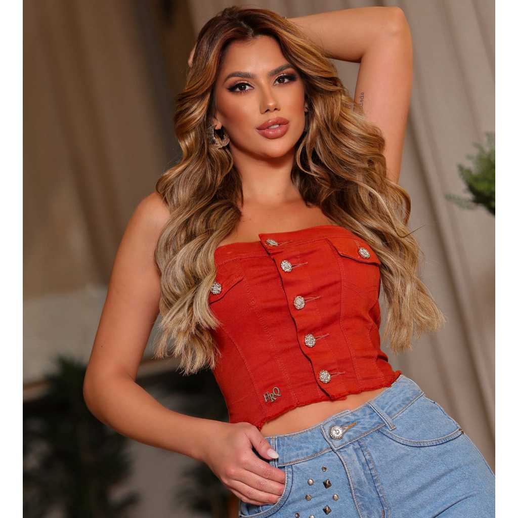 Cropped Caramelo P ao GG Blusa Tomara que Caia Curta Feminina