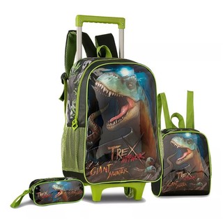 Kit Mochila Rodinhas Costas Dinossauro Meninos Original Clio em Oferta na Shopee