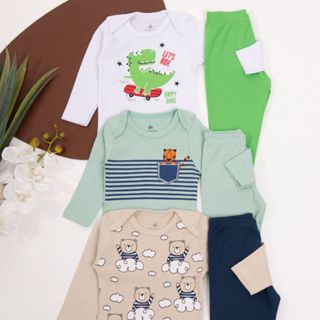 Kit 8 Peças de Roupas para Bebê 4 body+4 calças/mijão - Kit com 4 body + 4 Mijão de Roupa Infantil Bebe em Oferta na Shopee