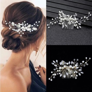 Moda Handmade Pente Arranjo Pérola Grampos Tiaras De Noiva/Mulheres Strass Pente De Cabelo/Meninas Enfeites Jóias Peça De Cabeça