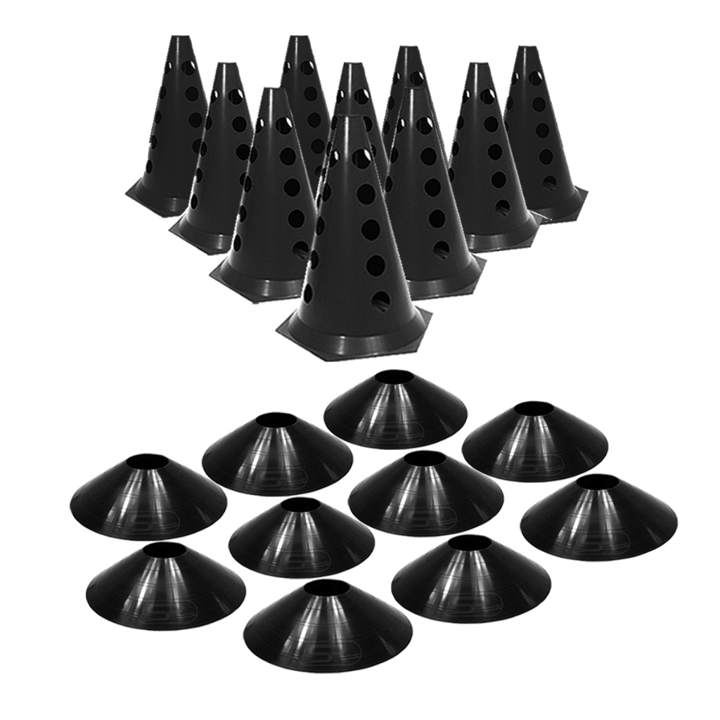 Kit 10 Cones Furados Demarcatórios + 10 Pratos Chapéu Chinês Black