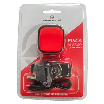 Pisca Traseiro de bicicleta recarregável led usb absolute square com sensor de frenagem  sinalizador traseiro