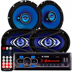 Kit Som Automotivo Radio Player Bluetooth Falante Hurricane 6 + 6x9