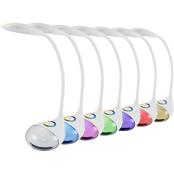 LUMINÁRIA DE MESA LED TOUCH BRANCO COM VISOR RGB 5W LUZ BRANCO FRIO BIVOLT 6500K
