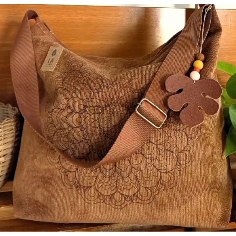 Bolsa feminina Transversal e Ombro Mandala Veludo cotelê em Oferta na Shopee