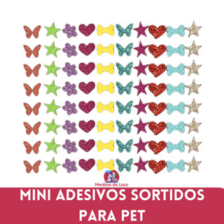 100 Mini Adesivos Sortidos para Pet - Cola Importada - Premium - Petshop - Banho e Tosa