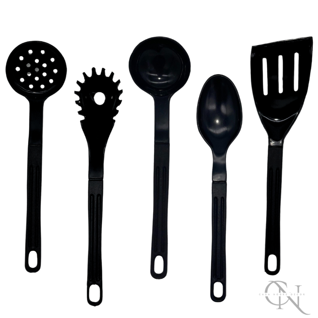 Kit Utensílios Para Cozinha De Nylon Antiaderente Concha Escumadeira Pegador De Massa Colher De Arroz Nylon 5 peças