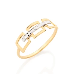 Anel Folheado a Ouro 18k Com Rhodium - Rommanel