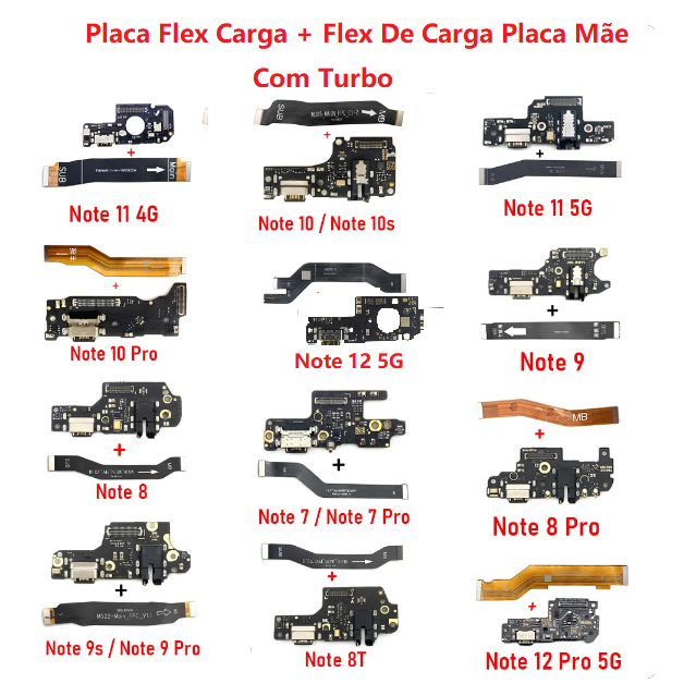 Place De Carga +  Cabo Flex Flat Lcd Main Bord  Variados Modelos Compatível Note 7 /Note 7 Pro Note 8 Note 9 Note 9S  / NOte 9 Pro Note 10 4G / Note 10s Note 11 4G / Note 11s / Poco M4 Pro 4G Note 115G Note 10 Pro NOte 12 5G / Poco X5 Note 12 pro 5G