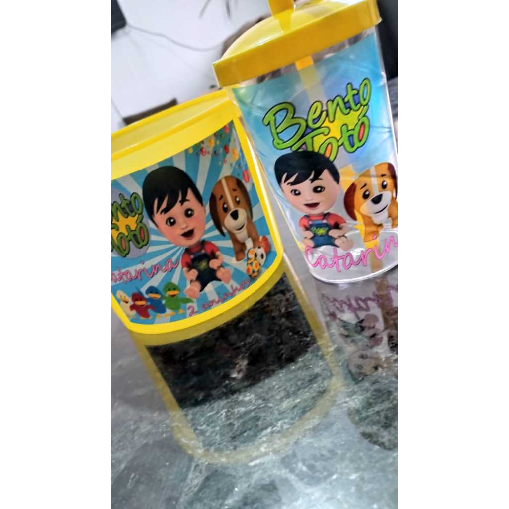 10 Kit Cineminha Personalizado Bento e o Totó!! Balde Pipoca 1,5l e Copo Twister GRANDÃO+Embalagem!!