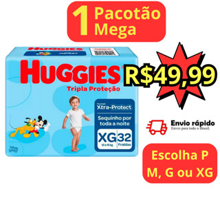 Fralda Huggies Tripla Proteção Mega Pacotão. Escolha tamamho P, M, G ou XG.
